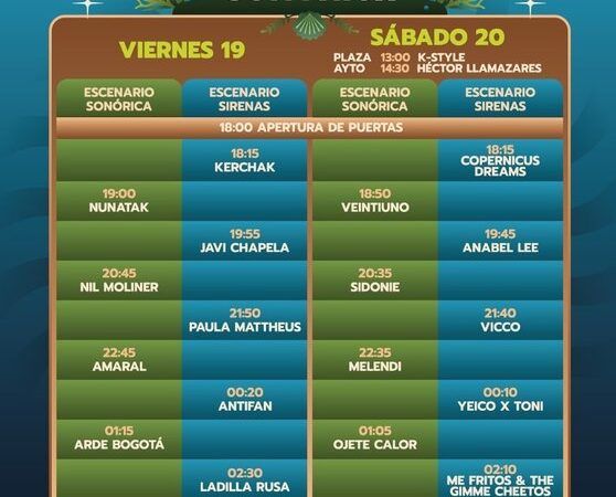 ESTOS SON LOS HORARIOS DEL SONÓRICA 2024